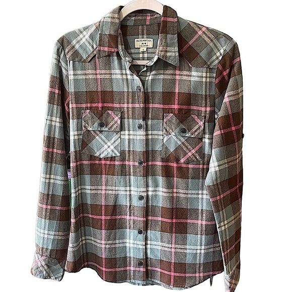 nwot Matchstick Plaid Flannel Shirt Size Small - Picture 2 of 10